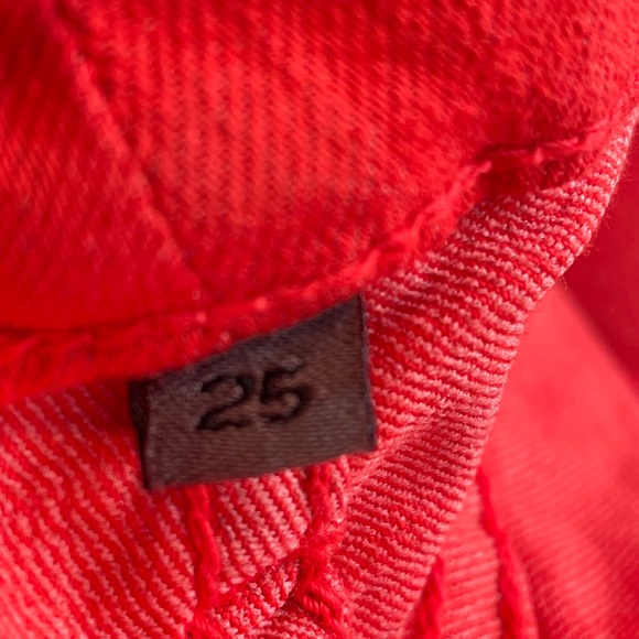 Skinny Bright Red Carmar Jeans Size 25 High Rise - Picture 5 of 9